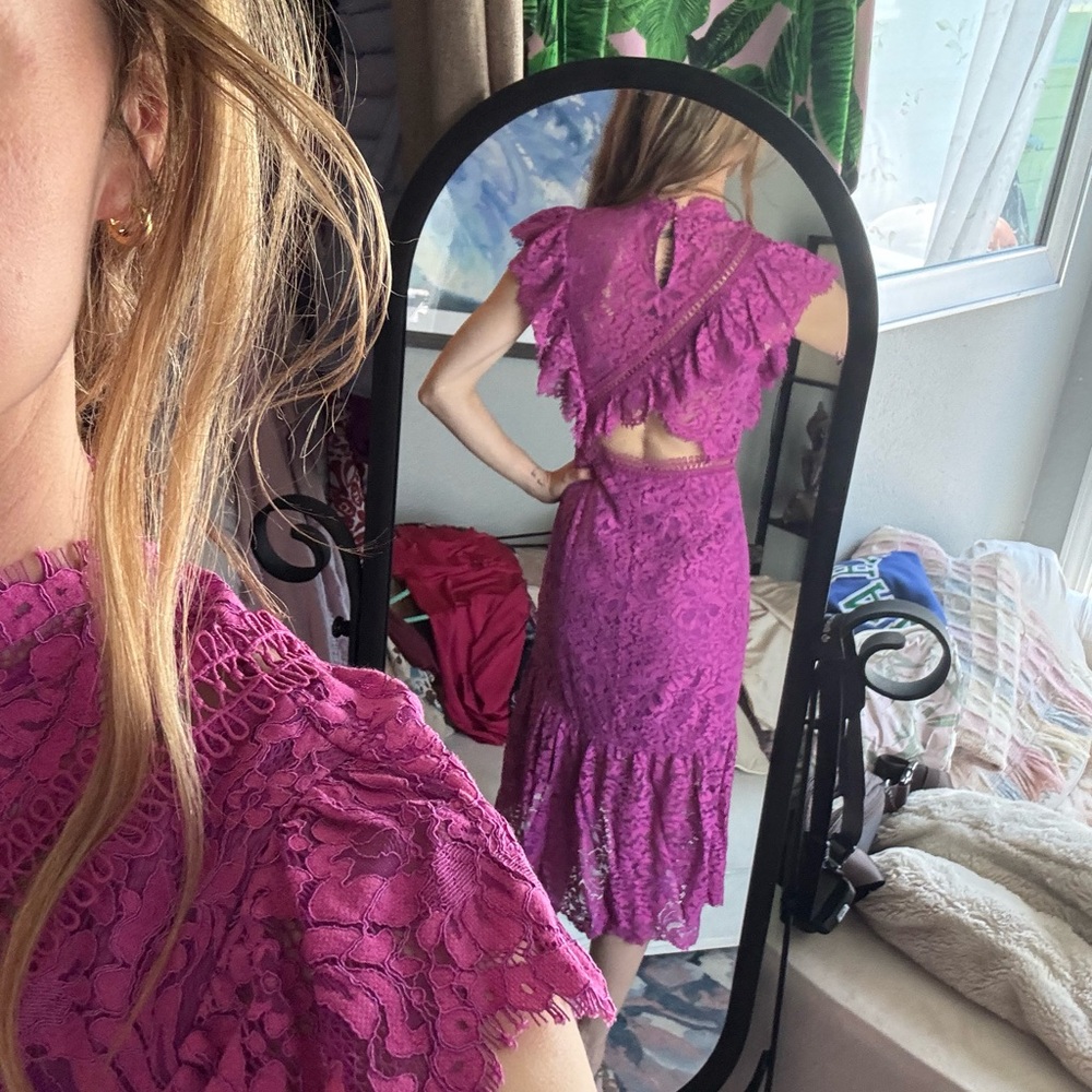 Saylor Stunning Fuschia Elegant Pink Lace Dress - Picture 11 of 11